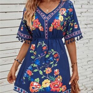 SHEIN Floral Blue Dress